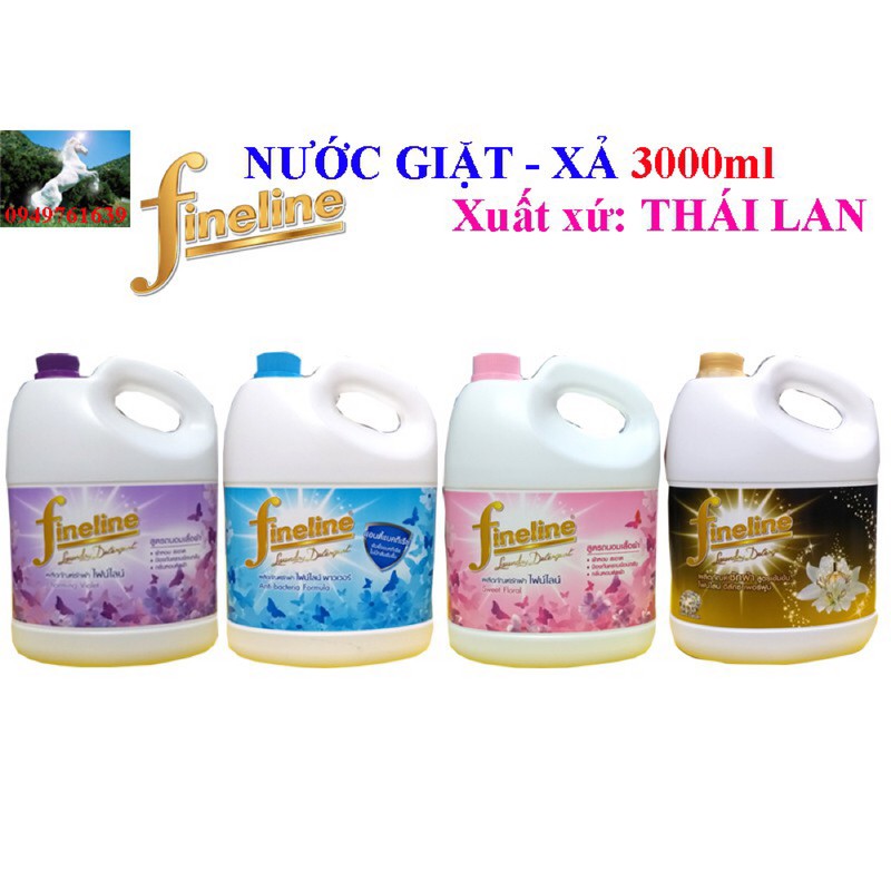 [HCM]Nước Giặt Xả Fineline [Màu Tím Nước Hoa] 3000ml Thái Lan