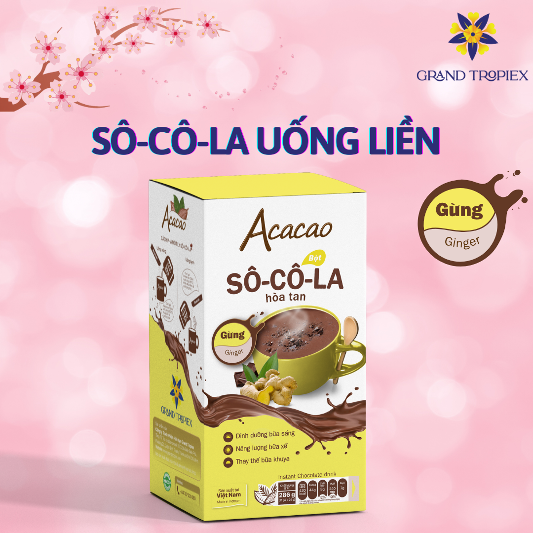Bột socola Acacao hòa tan uống liền dinh dưỡng, hương vị thanh mát