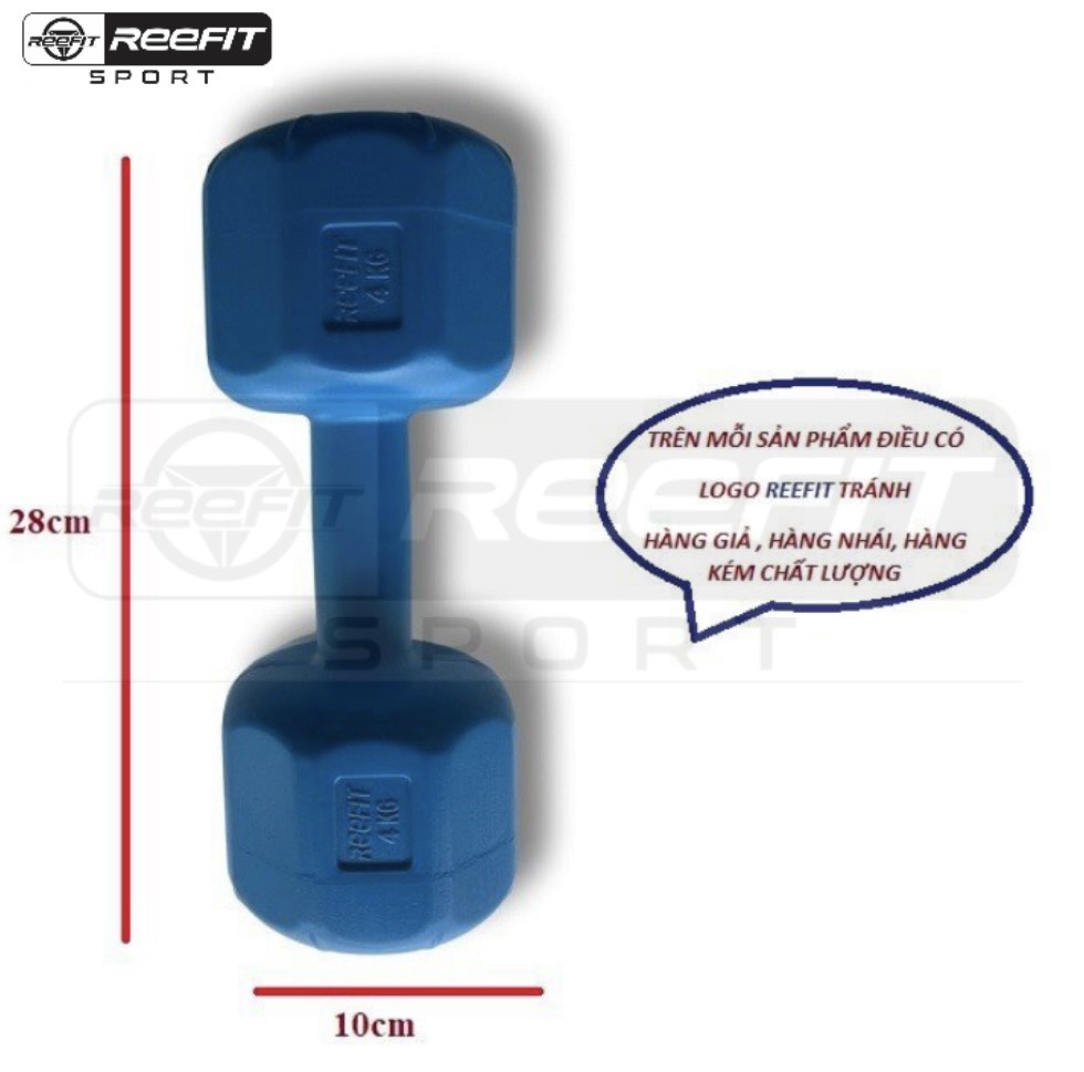 Tạ tay nhựa bát giác 4kg Reefit đã có ruột (1 cái)
