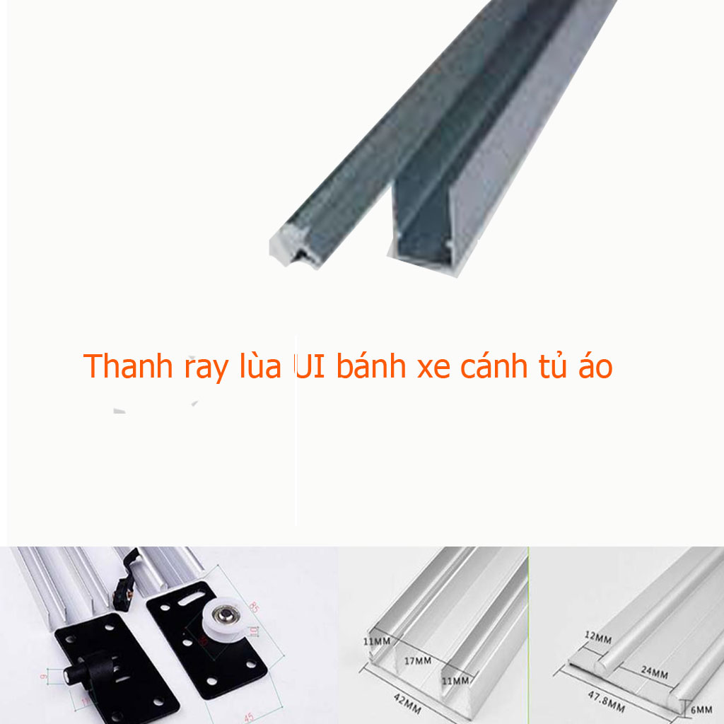 COMBO 4 cặp Ray trượt cửa lùa U & I.Đài Loan (thanh trên và dưới)