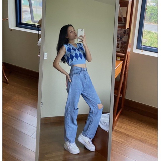 Áo croptop gile len thổ cẩm