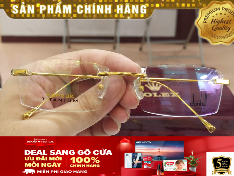 Giá bán GỌNG KÍNH KHOAN MẠ VÀNG 23K BAO KIỂM ĐỊNH