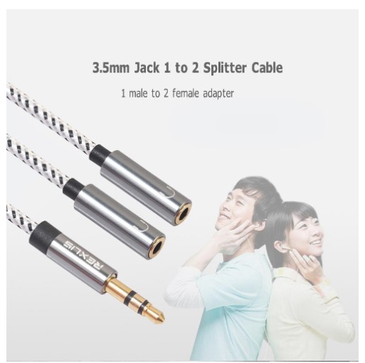Cáp chia jack 3.5mm Rexus 1 đực ra 2 cái bọc vải
