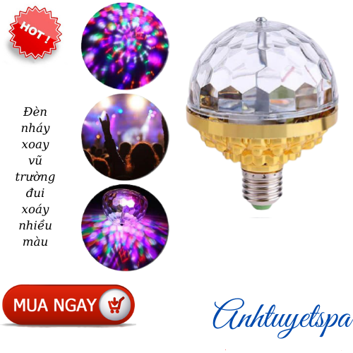 ĐÈN NHÁY XOAY VŨ TRƯỜNG ĐUI XOÁY  CÓ 108 BÓNG ĐÈN LED 7 MÀU