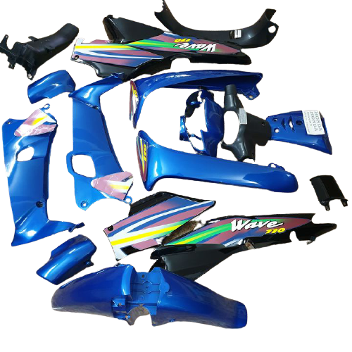 Bộ dàn áo xe Wave alpha / Wave 110 màu XANH DƯƠNG SƯỜN ĐEN  - Cụm đèn hậu xe Wave alpha ( Wave nhỏ )  - TẶNG TEM XE MÁY