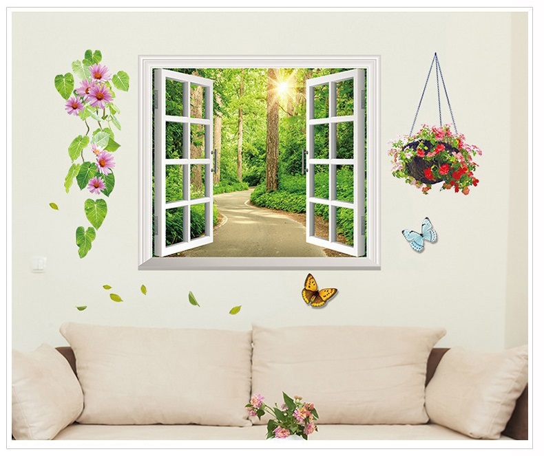 Decal cửa sổ 3D phong cảnh rừng AmyShop DCS050 Decal Amyshop