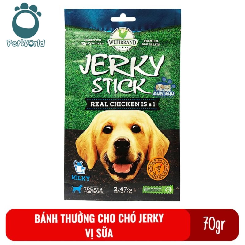 Bánh thưởng cho chó Jerky 70gr - Vị sữa