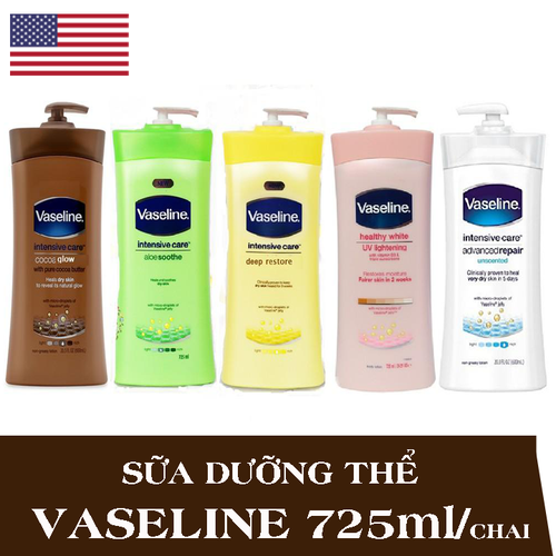 Sữa dưỡng thể trắng da toàn thân Vaseline  Mỹ - 725ml