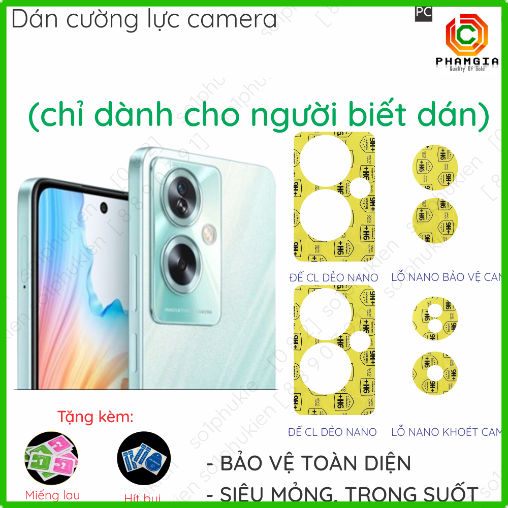 Dán cường lực camera oppo a79 5g/ reno 11f 5g loại nano dẻo chống bể