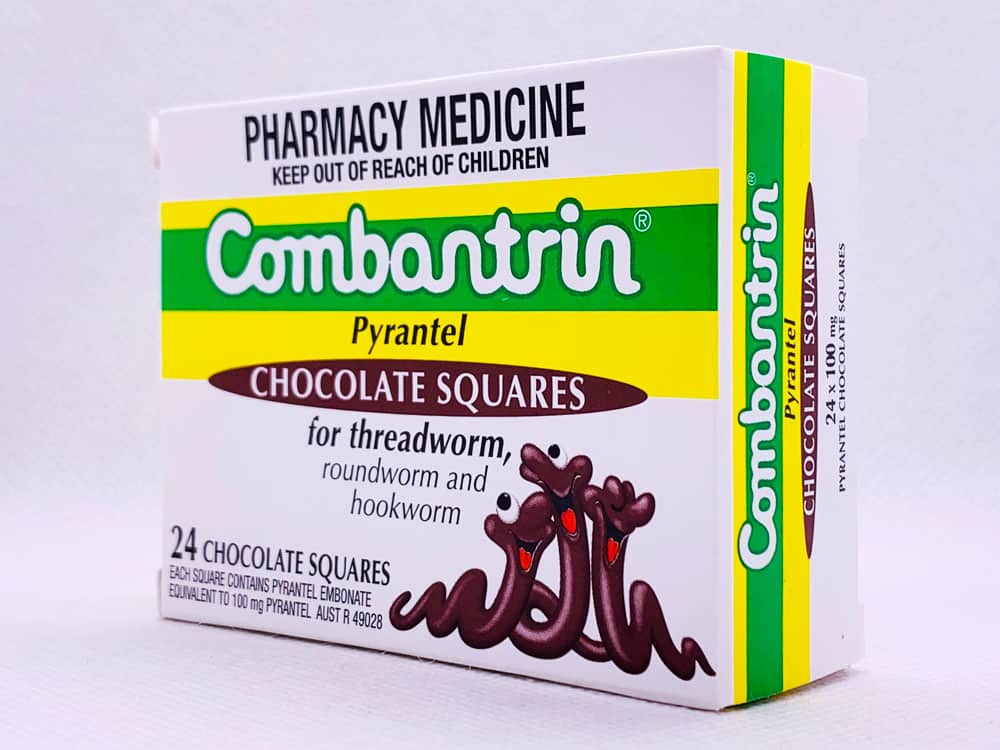 Tẩy giun vị socola Combantrin Chocolate Squares 24 viên - [ÚC]