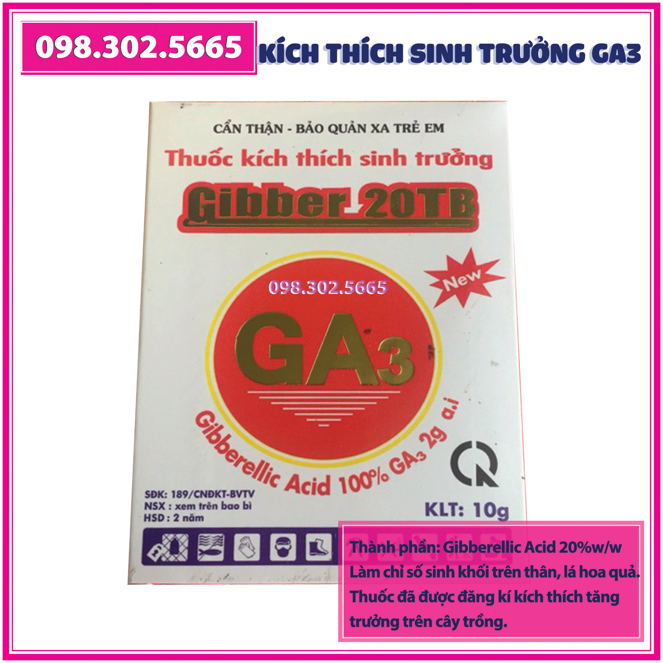 Kích thích sinh trưởng Viên sủi GA3 20TB