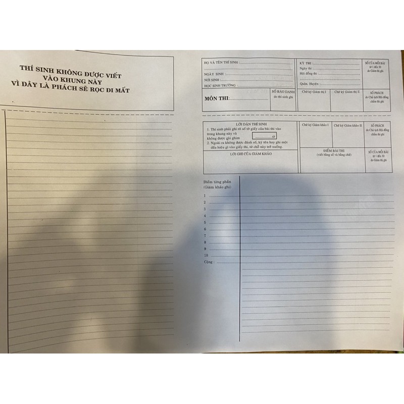 Giấy thi phách dọc , phách ngang ( 50 / 100 tờ).