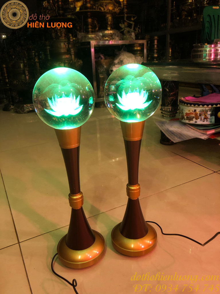 Đôi đèn led hoa sen cúng phật chân đồng cao 20cm,25cm, 30cm, 35cm, 40cm, 48cm, 60cm