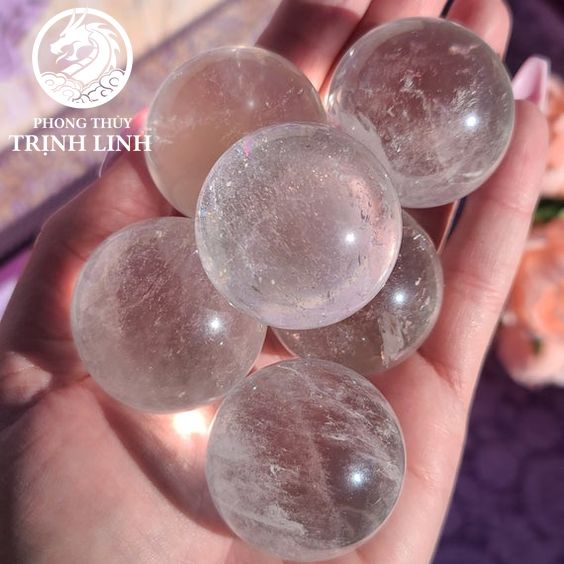 Quả Cầu Thạch Anh Trắng thanh tẩy Tarot, Reiki, thiền định, phong thủy