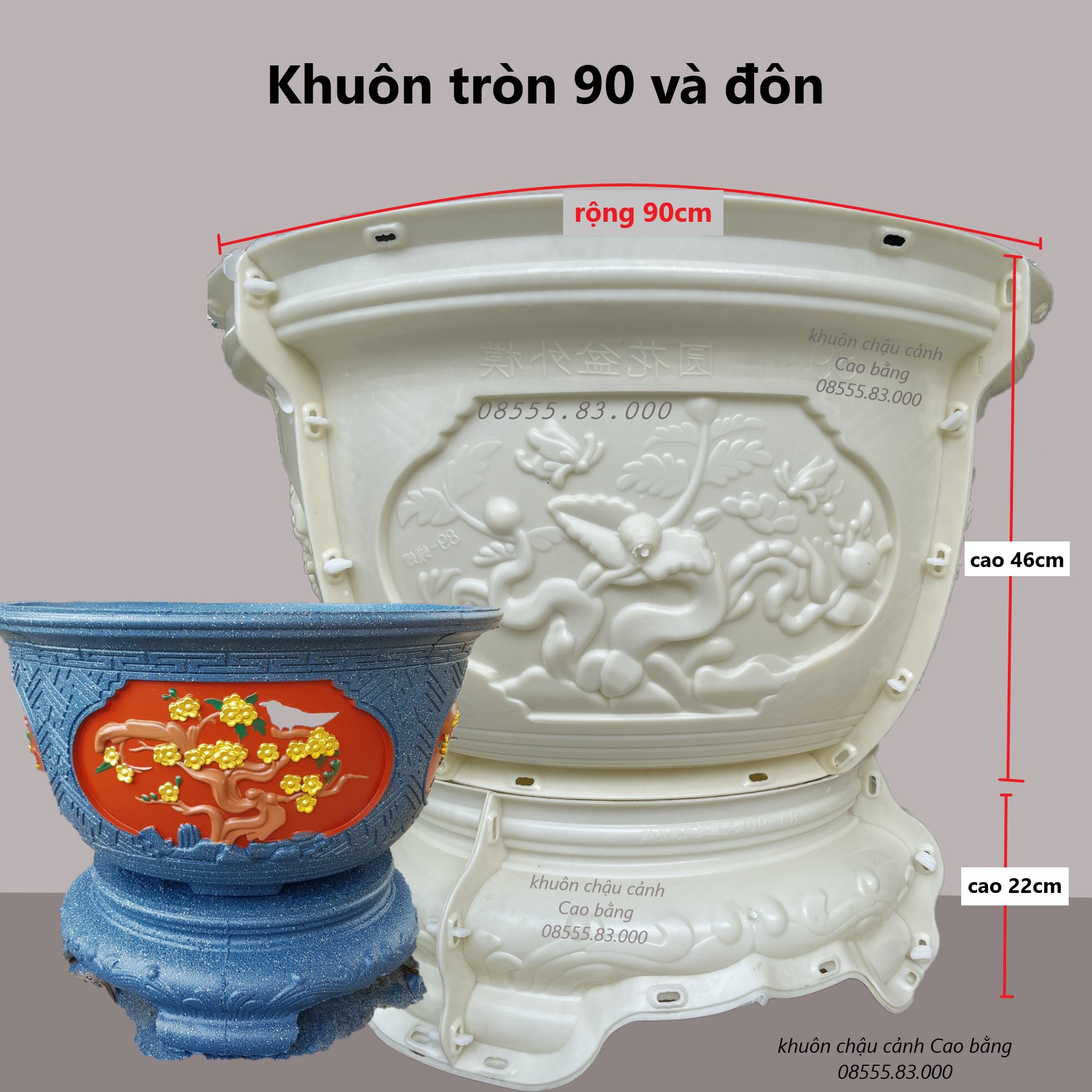 Khuôn đúc chậu cảnh tròn 90 và chân đôn ( khuôn ABS có lòng trong)