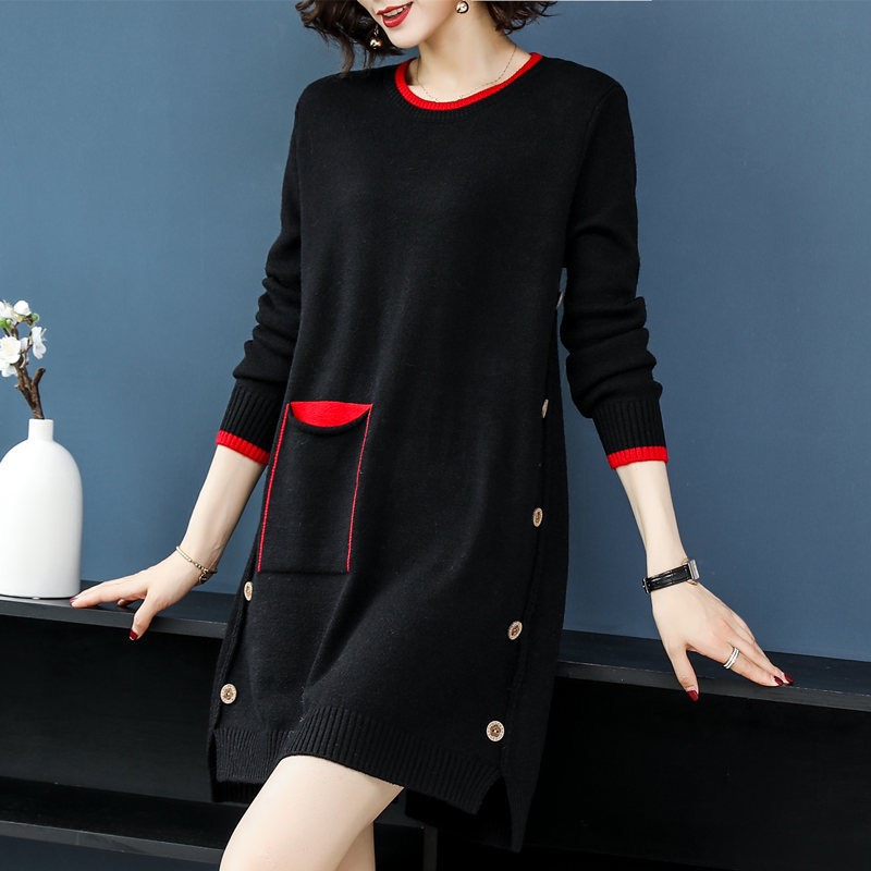 đầm len suông trên gối, áo len nữ