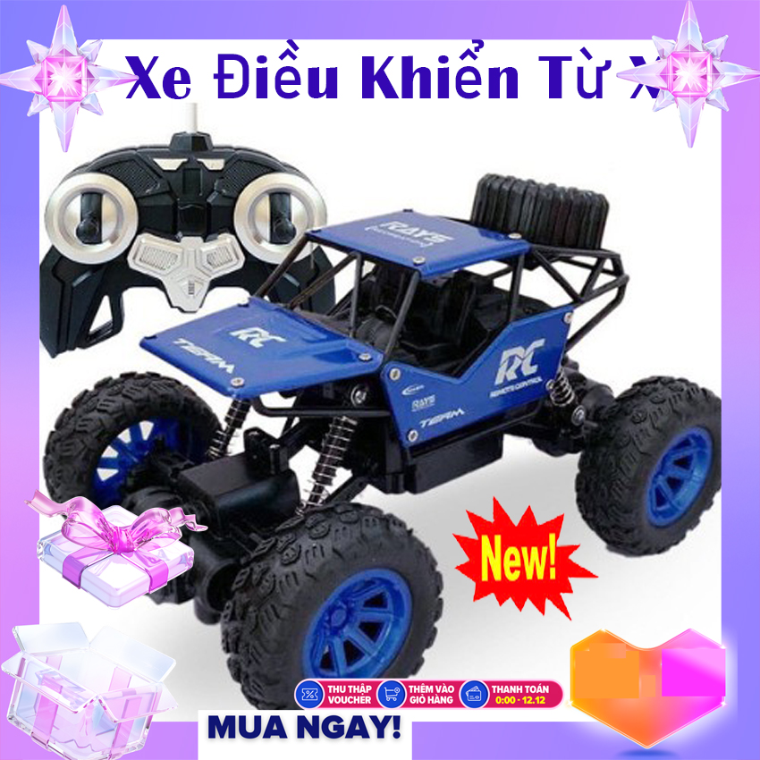 Xe địa hình điều khiển từ xa, ô tô điều khiển, xe điều khiển vỏ nhôm dùng pin sạc.