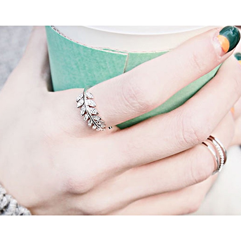 Nhẫn bạc nữ cành Olive - Trang sức bạc Panmila (TS-NN-A2)