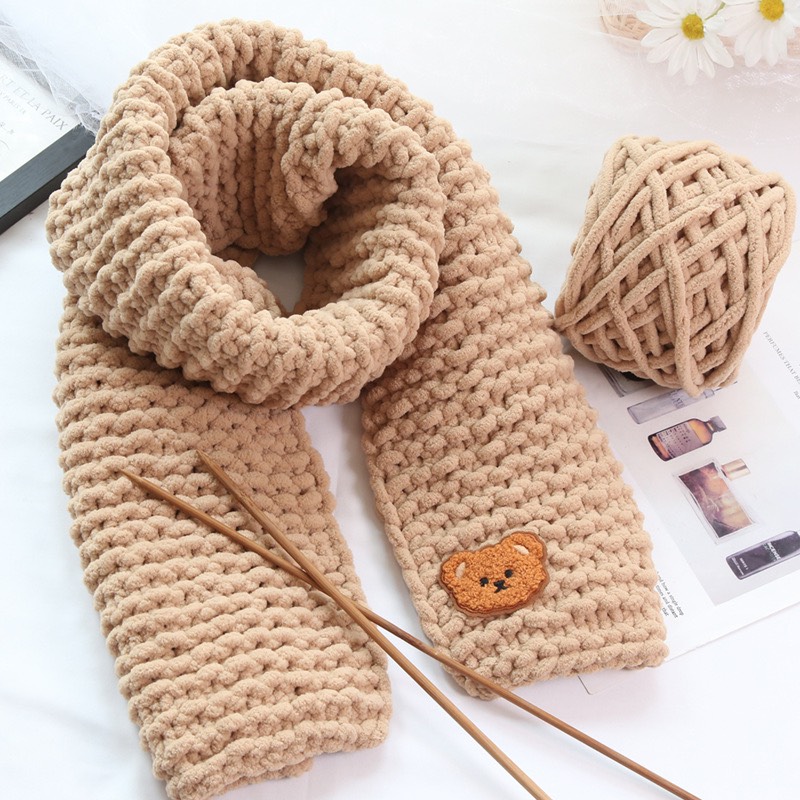 Bảng màu trơn - Len nhung đũa bông sữa 6mm 90-100gr/ cuộn, sợi to mềm mịn nhẹ, đan móc cực nhanh