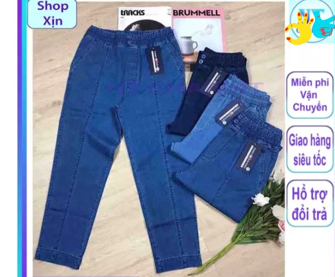 QUẦN JEANS NỮ LƯNG THUN - QUẦN JEANS BAGGY NỮ CAO CẤP CHẤT VẢI JEAN CO DÃN - QUẦN BÒ NỮ FULLSIZE 45KG-65KG