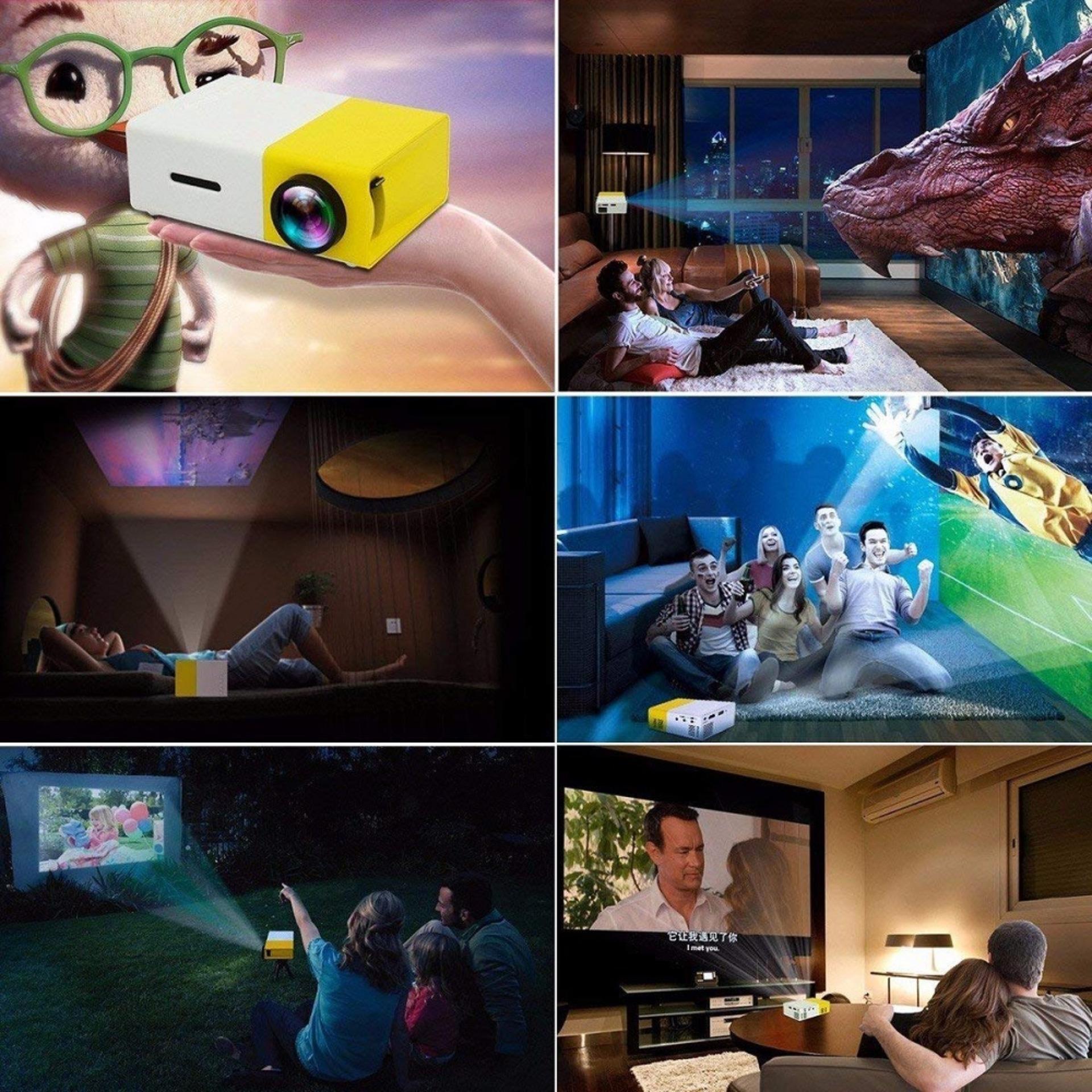( Quà tặng Đầu đọc thẻ nhớ đa năng ) Máy chiếu Mini Smart LED YG-300 - Smart LED Projector - Máy chiếu xem phim cho trẻ em