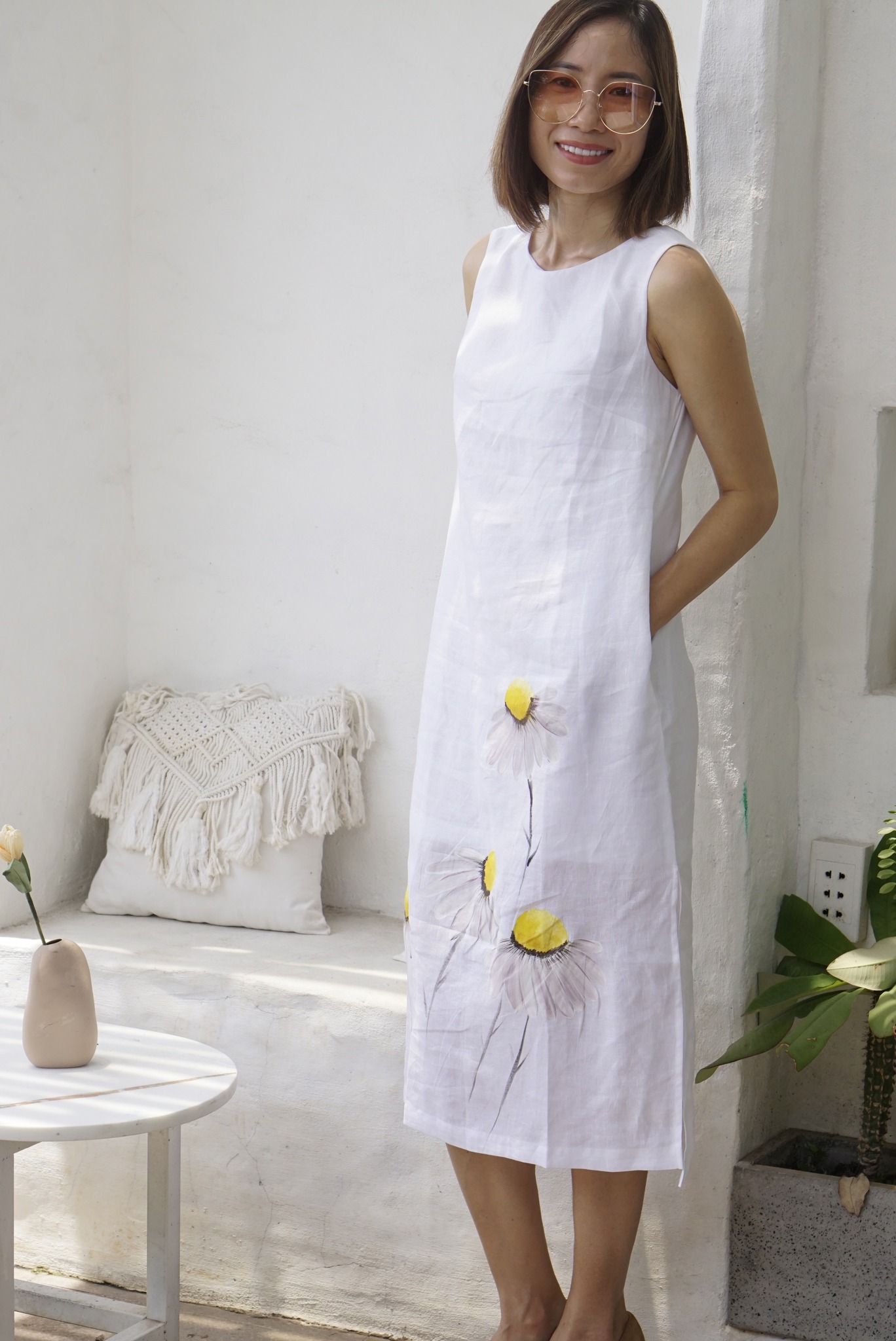 Đầm linen vẽ tay ELIZ - MaxMessi