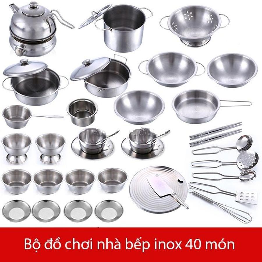 Bộ đồ chơi INOX 40 món Có bếp dành cho bé