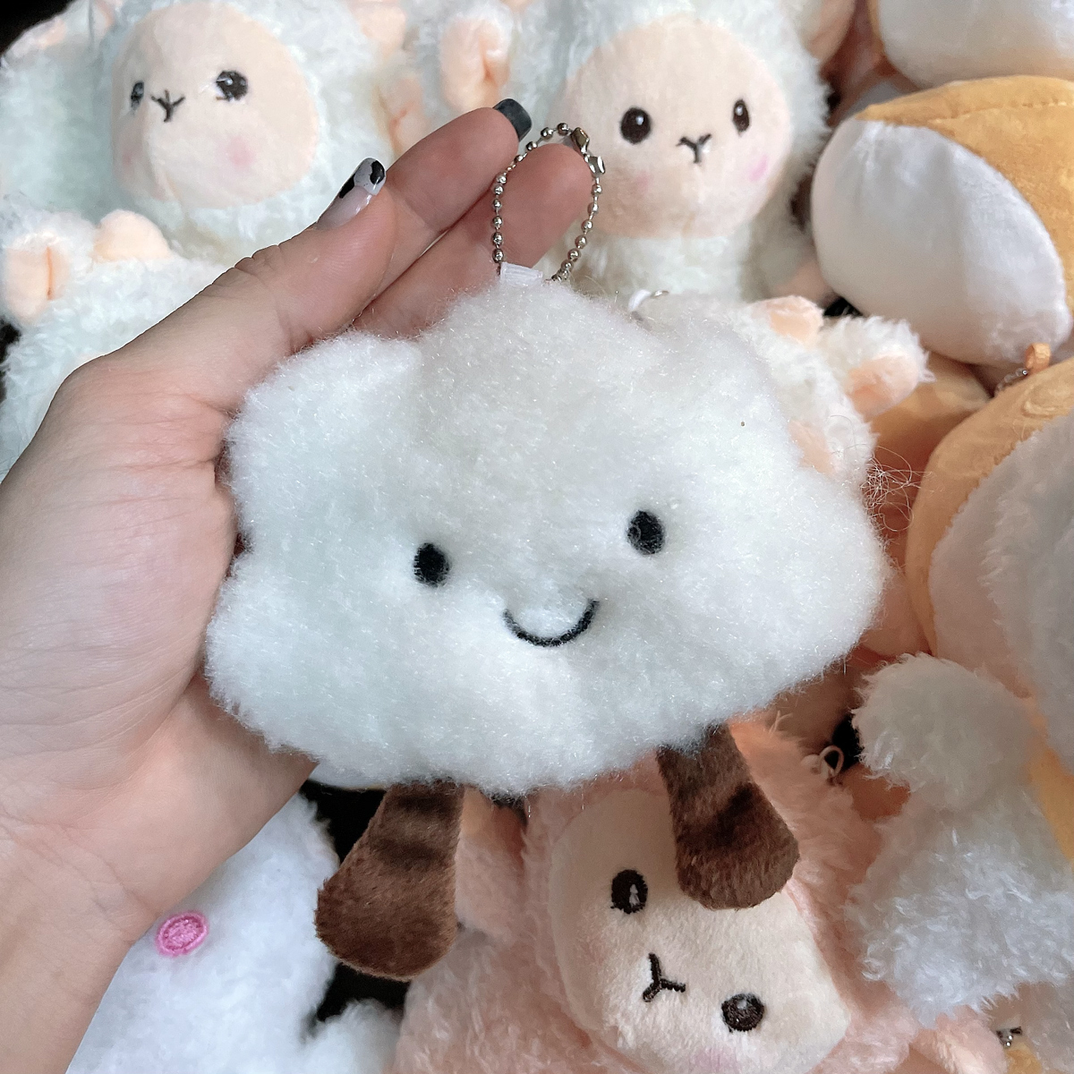 Móc khoá/Móc chìa khoá đám mây bông gòn xù