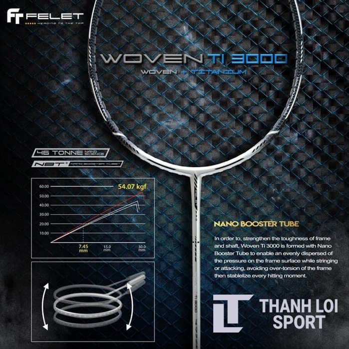 Vợt Cầu Lông Felet Woven TI 3000 Chinh hãng, sản xuất Malaysia
