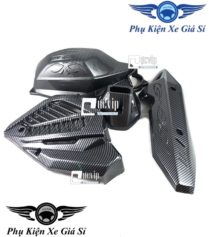 [HCM][Giá Siêu Rẻ] Combo 4 Món Carbon Bảo Vệ Vario/Click 2018 - 2019 (01 Che Pô 01 Che Pô E 01 Che Quạt Gió 01 Chụp Đích Pô) MS1367