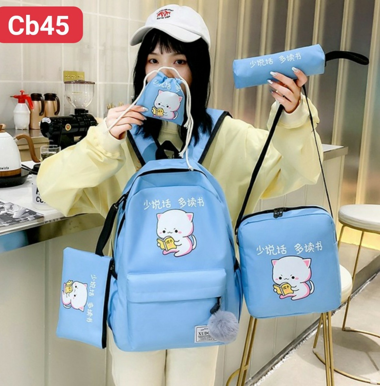 COMBO 4 MÓN mèo đọc sách bay lơ lửng mùa mưa cb45