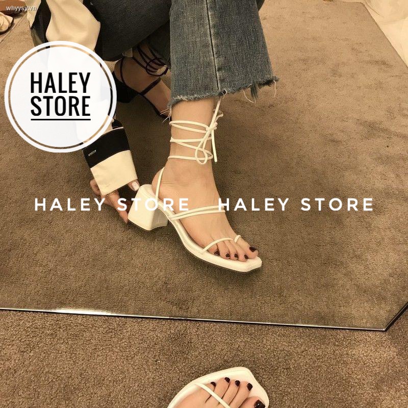 Giày sandal nữ HALEY STORE chiến binh cột dây gót vuông 5cm quai dây xỏ ngón trẻ trung năng động tiểu thư rẻ bền đẹp