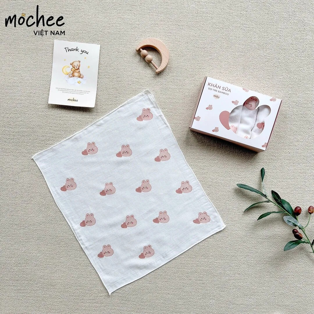Set 6 khăn sữa vải sợi tre bamboo Mochee 30x37cm