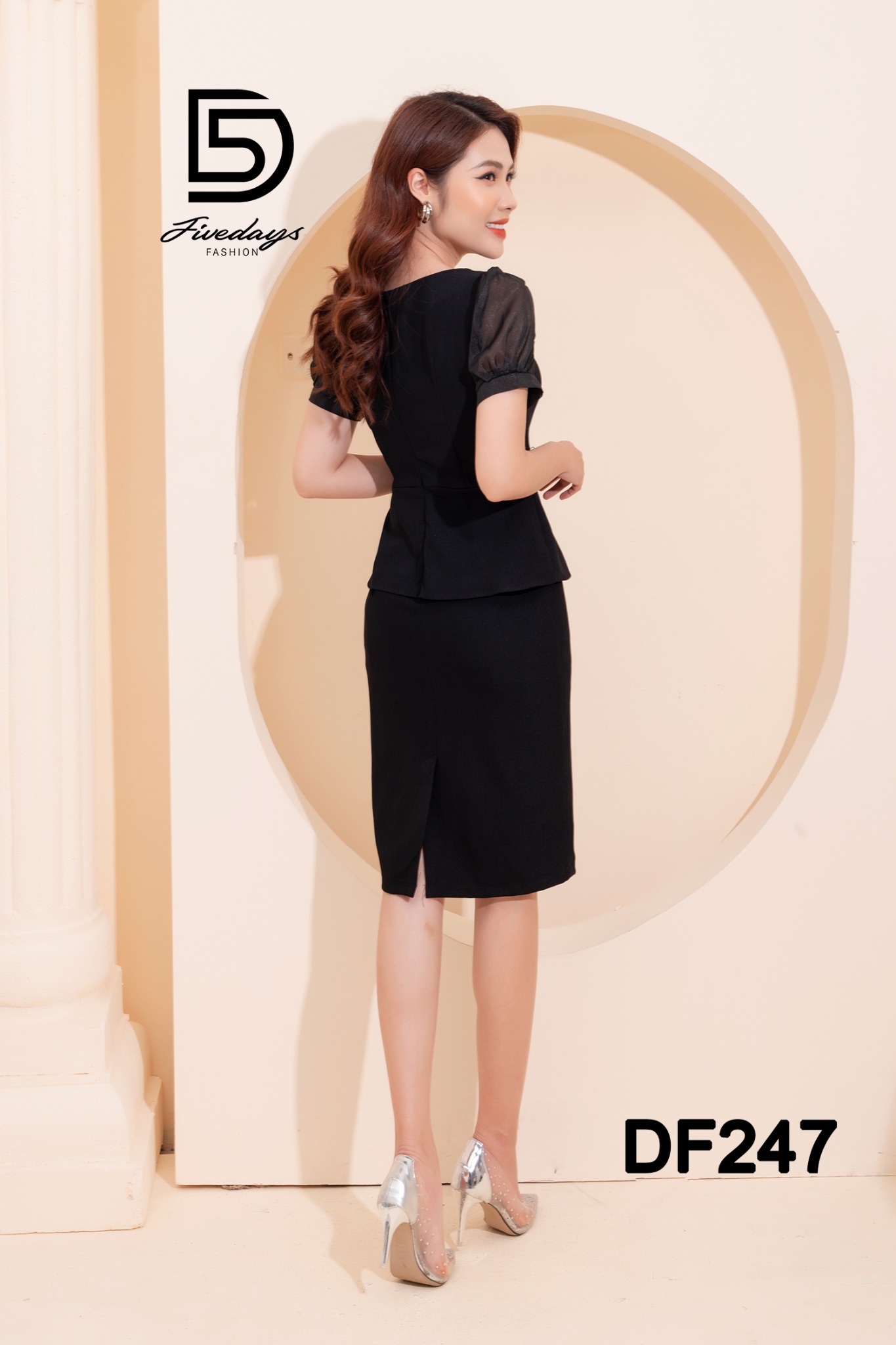 Đầm Peplum phối tay hoa FIVEDAYS