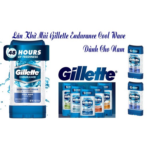 Lăn khử mùi gillette endurance clear gel 107g - 3.8 oz