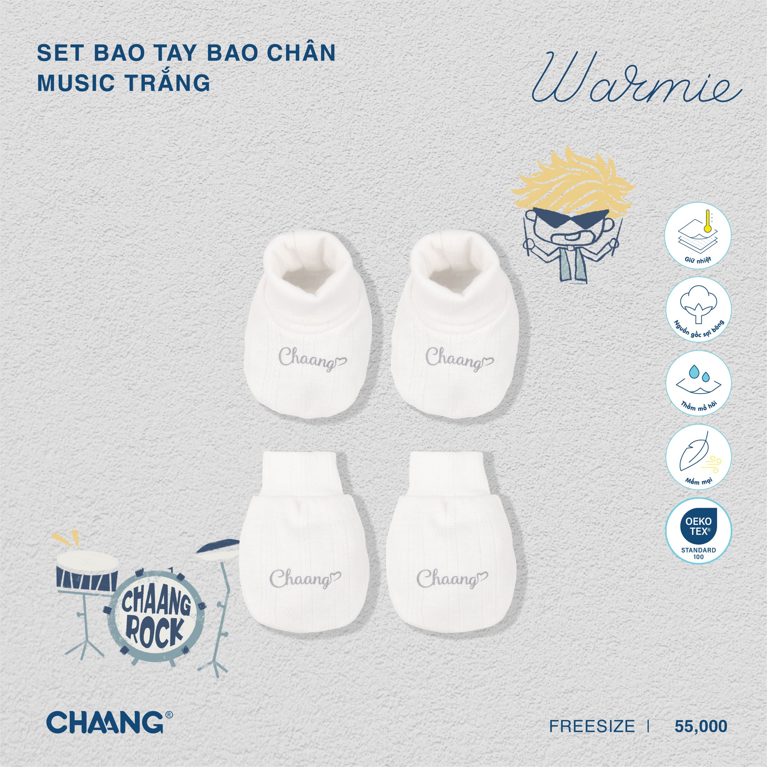 [CHAANG] Set bao tay bao chân sơ sinh Music Chaang