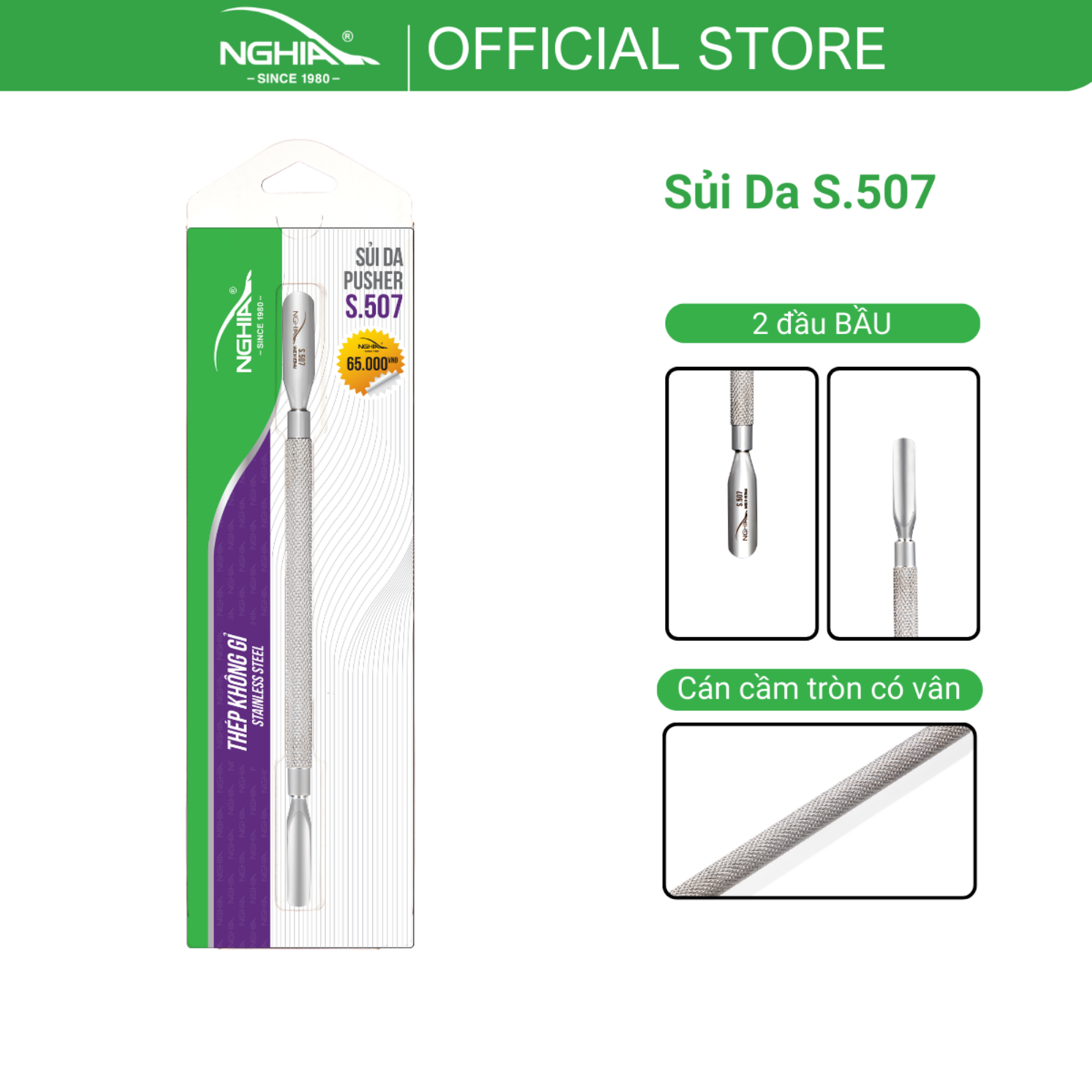 Sủi da 2 đầu thép không gỉ kềm nghĩa s.507