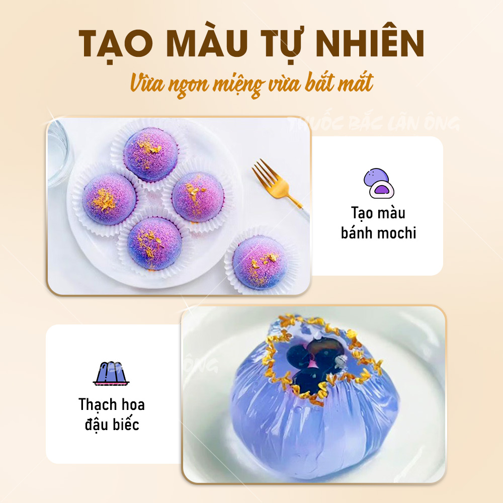 Hoa đậu biếc sấy lạnh 200g, trà hoa đậu biếc, pha trà, nấu chè, nấu xôi, làm bánh, thạch