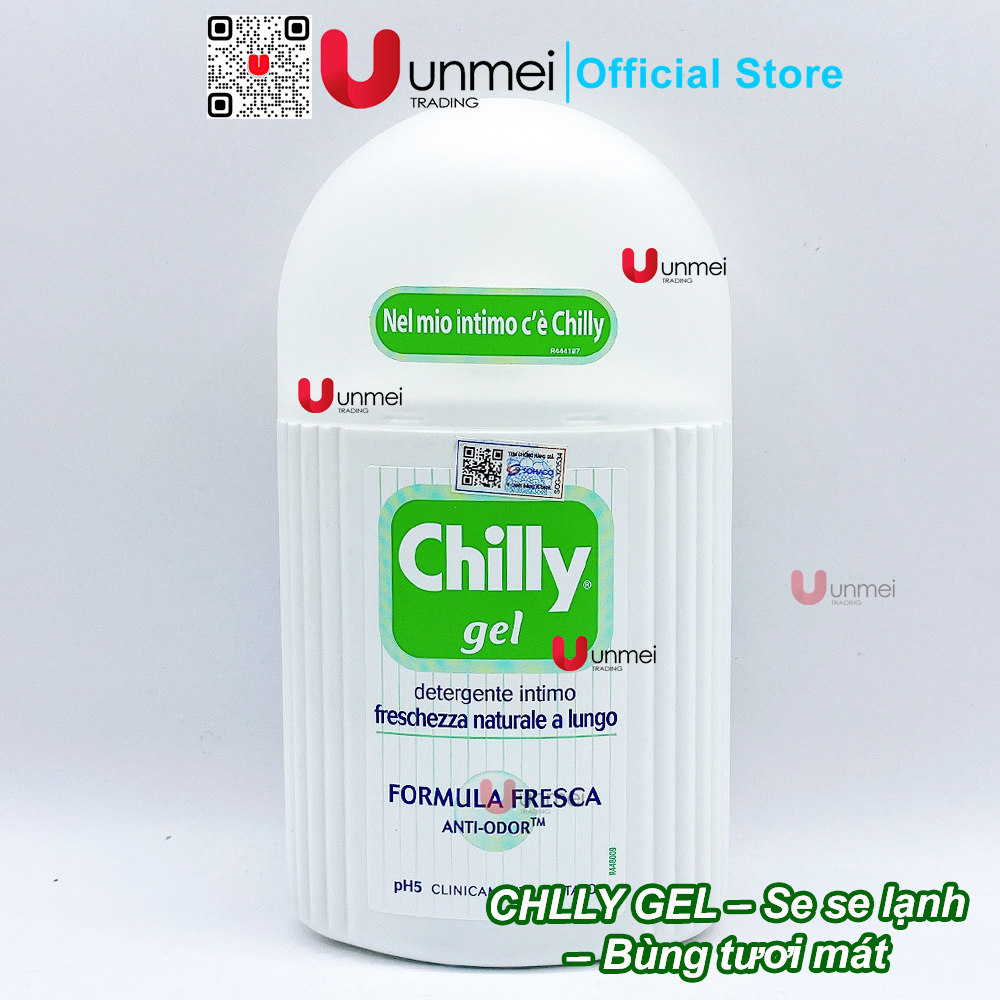 Dung dịch vệ sinh phụ nữ chilly 200ml giúp kháng viêm, dưỡng mềm mại sạch dịu êm - dung dịch vệ sinh số 1 italya