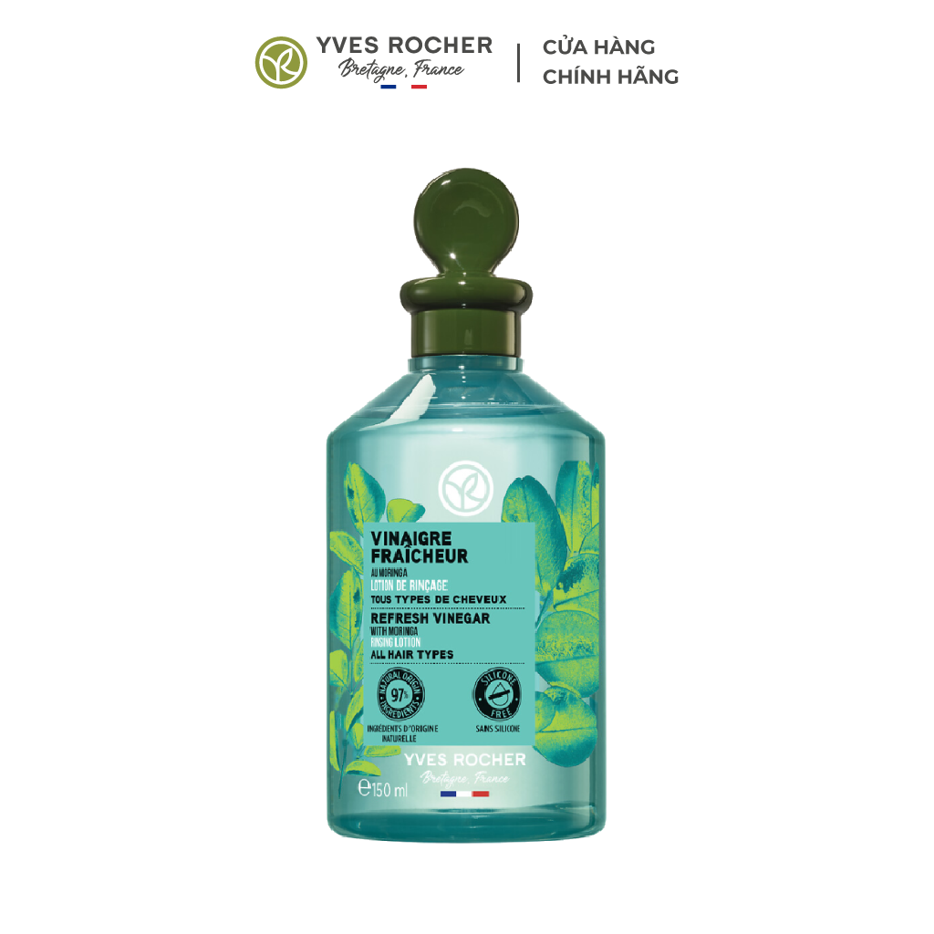 Giấm Xả Thanh Lọc Bụi Bẩn Cho Tóc Dầu Yves Rocher Refresh Vinegar With Moringa Rinsing Lotion Bottle 150ml