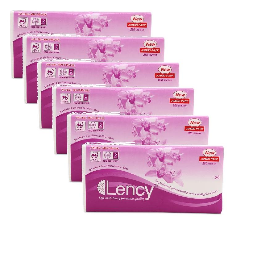 Combo 6 gói Khăn giấy lụa Lency 180 tờ (3 lớp)