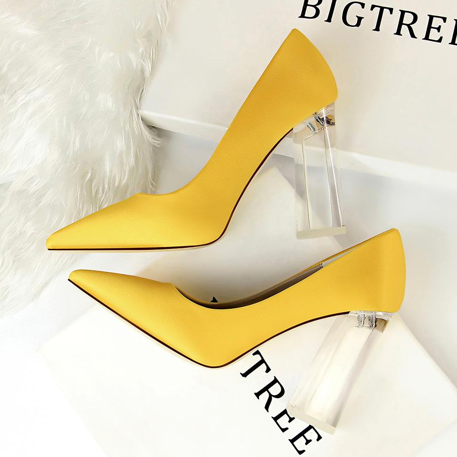 2993-1 high heels Bigtree Đế square transparent
