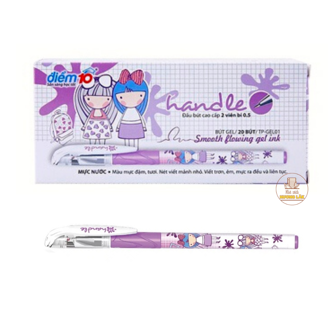 Bút Gel Điểm 10 Handle TP-GEL01, mực tím  (combo 2 cây)