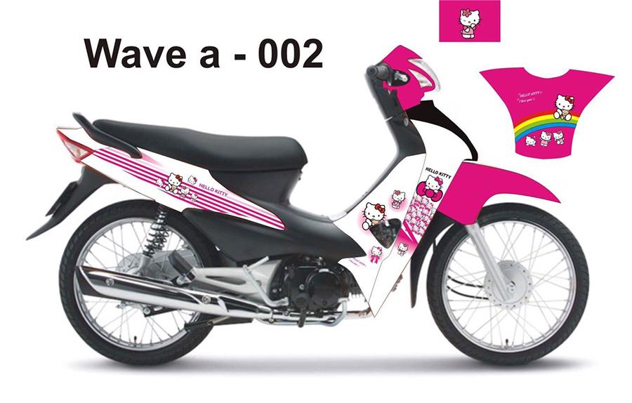 Tem trùm wave a 100 trắng hồng hello kitty ( đời 2006-2016) - Độ dán team trùm decal xe máy wave a 100 trắng hồng hello kitty ( đời 2006-2016) - Team trùm decal xe máy wave a 100 rẻ đẹp và chất