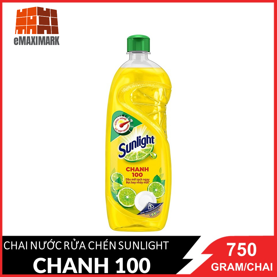 Nước rửa chén sunlight chanh 100 chai 750g