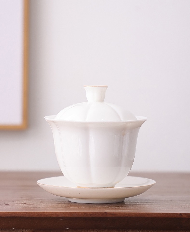 Chén Khải sứ trắng Bạch Định thấu quang 145 ml