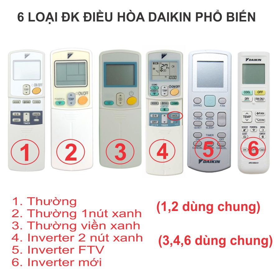 Remote máy lạnh Daikin cơ (thường không Inverter). Tân Minh Phát