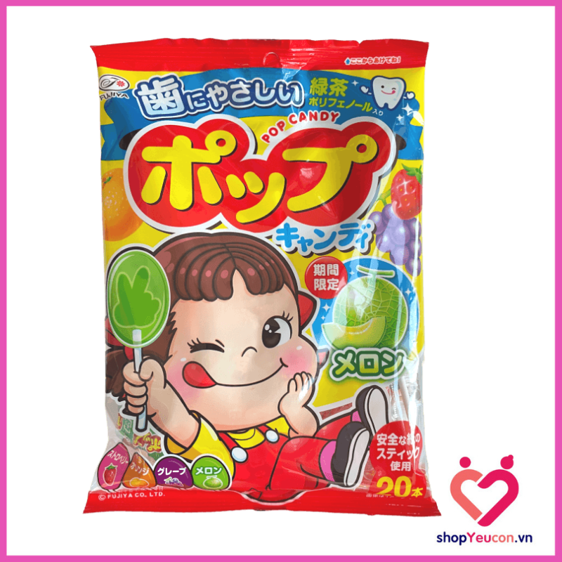 Kẹo mút trái cây Fujiya, kẹo pop candy chống sâu răng cho bé Nhật Bản DATE
