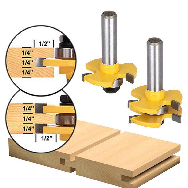 Tongue and Groove Router Bit 3 Teeth T Shape 1//4/" Shank Wood Milling Cutter LI