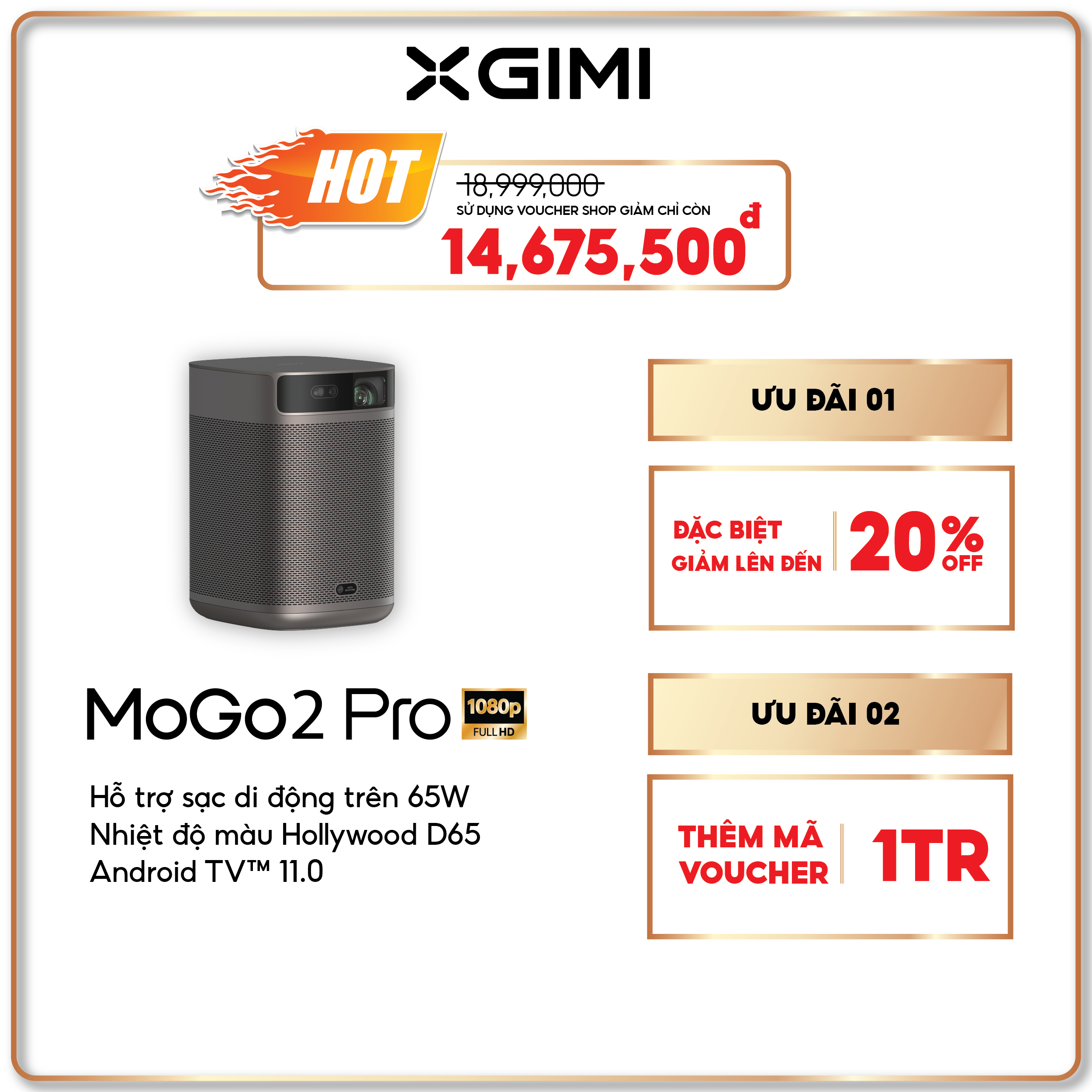 Máy chiếu thông minh Android XGIMI  Mogo 2 pro